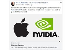 Creatives feel Apple should let existing NVIDIA drivers work on Mojave. (Source: Jason Diamond on Facebook)