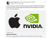 Creatives feel Apple should let existing NVIDIA drivers work on Mojave. (Source: Jason Diamond on Facebook)