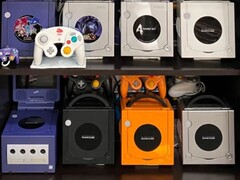 A collection of Nintendo GameCube consoles