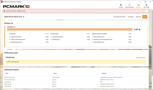 PCMark 10 result