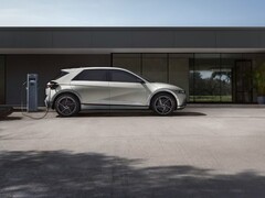 The Hyundai Ioniq 5 charging in front of a building (Image source: Hyundai Motor Group via Unsplash; cropped)