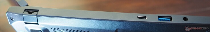 Left side: RJ45-LAN, USB-C 3.2 Gen2 (DP 1.4 & PD), USB-A 3.2 Gen1, Line-In/Out