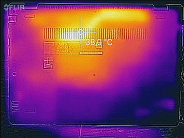 Temperature development underside (idle)