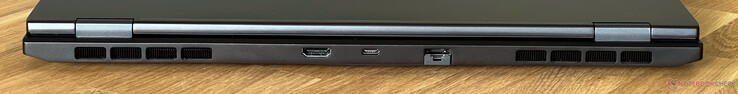 Rear: HDMI 2.0b, USB-C 4.0 with Thunderbolt 4 (40 Gbit/s, DisplayPort 2.1, Power Delivery), Gigabit Ethernet