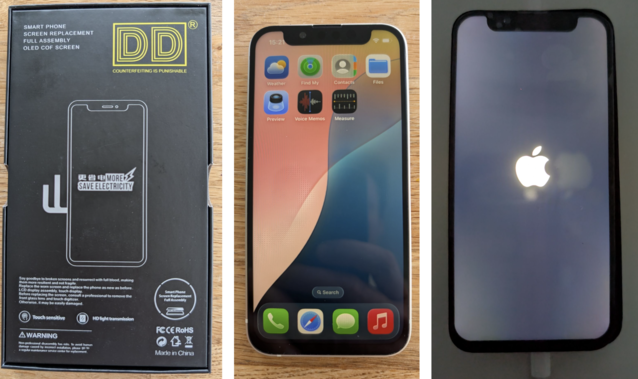Nice packaging, but despite what the box says, an OLED this isn't. Now my iPhone has a chin like its 2015 (Image Source: Notebookcheck)