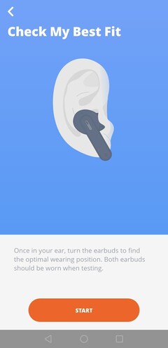The fit of the earbuds can be tested, which helps when selecting the right ear tips (Image source: Notebookcheck)