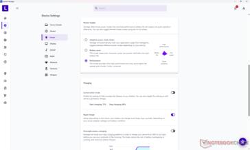 Three power profile settings