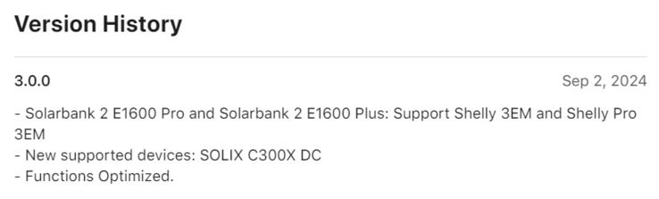 The changelog for the Anker app version 3.0.0. (Image source: Apple App Store)