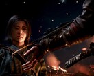 Assassin's Creed Shadows protagonist Naoe looking down at a hidden blade wielded by a mystery person
