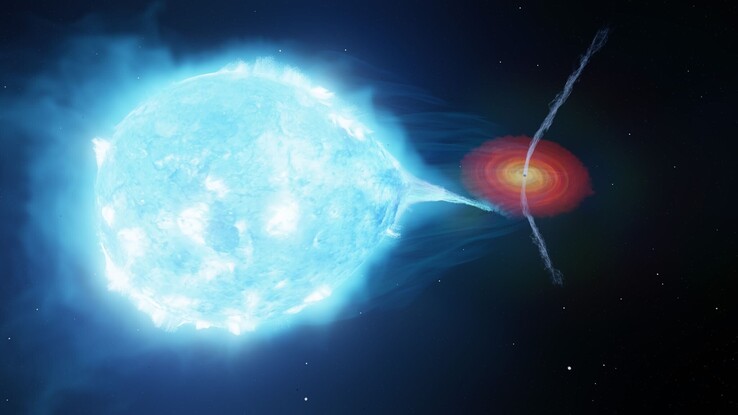 An illustration showing the Cygnus X-1 system.