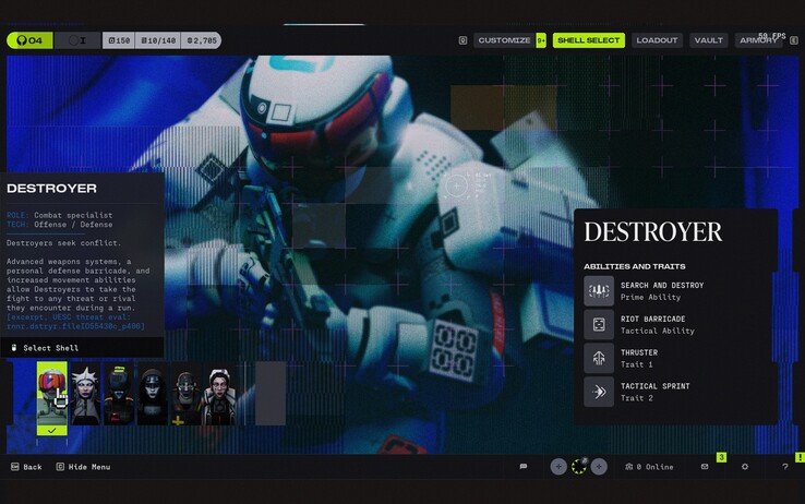 Destroyer leans into direct offense and defense, pairing Search and Destroy with Riot Barricade, Thruster, and Tactical Sprint.