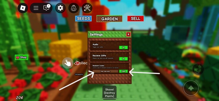 Enter the code and click on 'claim' (Image Source: Roblox)