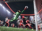 A promotional image for EA Sports FC 26 showing off an in-game screenshot with gameplay. (Image source: EA)