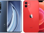 The Mi 10 Pro has been rated higher for its audio qualities than the iPhone 12. (Image source: Xiaomi/Apple - edited)