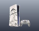 The PS5 and its controller with custom Ghost of Yotei skins.