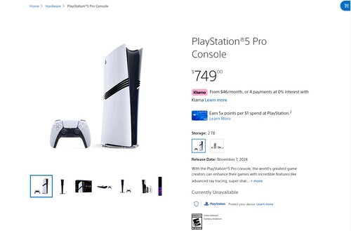 PS5 Pro sold out at U.S. PlayStation Store