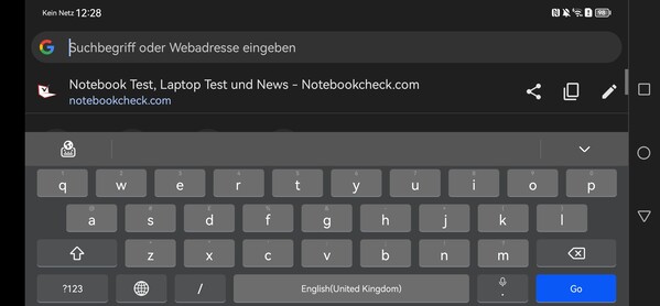 Keyboard in landscape mode