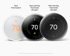 Nest Thermostat E, 3rd and 4th gen Nest Learning thermostats, side by side.  (Image source: @MysteryLupin on X)