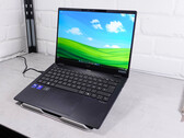 The TravelMate P6 14 AI on a white desk (Image source: Marc Herter - Notebookcheck)