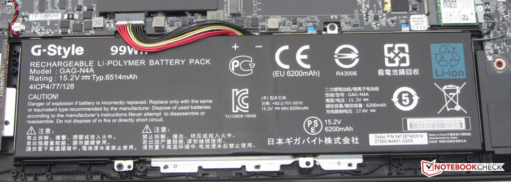 The battery has a capacity of 99 Wh.