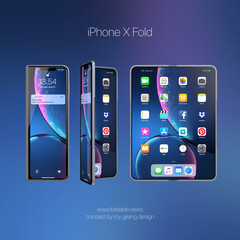 A render of what a foldable iPhone/iPad hybrid could look like (Image source: Roy Gilsing)