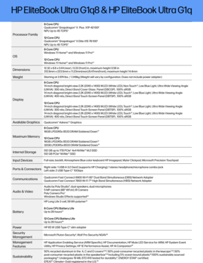 HP EliteBook Ultra G1q: Specifications (image source: HP)