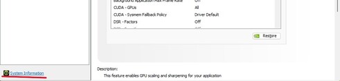 A screenshot of Nvidia's Control Panel on Windows 11 with a red highlight on System Information at the bottom. (Image Source: Windows Screen Capture)