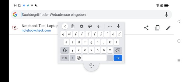 Keyboard in landscape mode