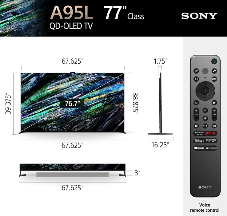 The Bravia A95L remains the only 77-inch Sony TV with a QD-OLED panel (Image source: Sony)