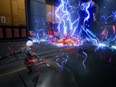 In Terminull Brigade, players team up as cybernetic enforcers to take down rogue AI factions in a cyberpunk-themed city. Pictured - an ingame screenshot. (Image source: Steam)