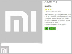Online retailers leak Xiaomi Mi 5 specifications