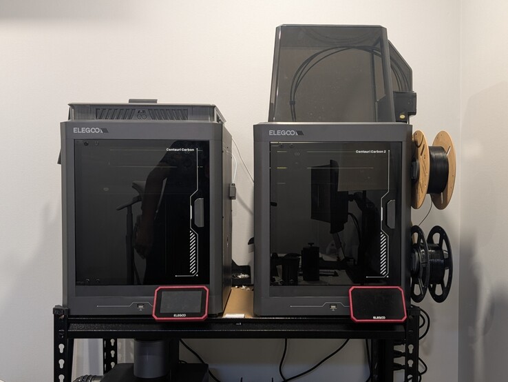 Elegoo Centauri Carbon (left) and Centauri Carbon 2 Combo (right).