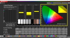 CalMAN ColorChecker (profile: P3 Photography, target color space: P3)