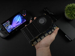 The eGPU's power supply (on the right) is almost as large as the unit itself. (Image source: ETA Prime)