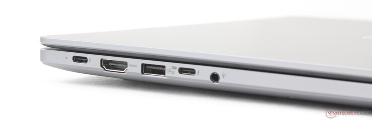 Left: 2x USB-C Thunderbolt 4 w/ DisplayPort 2.1 + Power Delivery, HDMI 2.1, USB-A 3.2 Gen. 1 (5 Gbps), 3.5 mm headset