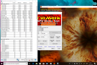 HWiNFO hardware and sensor information during a FurMark stress test