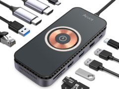 The Acuce A10 Pro has 14 functions with an M.2 SSD enclosure and a 15 W wireless charging pad. (Image source: Acuce)