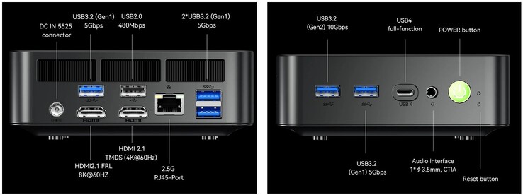 The external interfaces of the GMKtec NucBox K17 (Source: GMKtec)