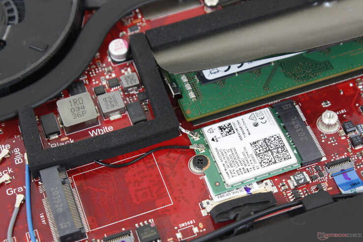 Removable M.2 WLAN module sits underneath one of the M.2 SSDs