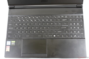 The three buttons near the top right have been re-positioned. Otherwise, the keyboard is identical to the GE63