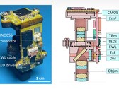 Photograph and cross-sectional profile of Miniscope extra Large FOV (MiniXL). Image source: UCLA via Science Advances; cropped