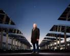Pictured: Scientist John Sandusky amid heliostats at the National Solar Thermal Test Facility, New Mexico. (Image source: Craig Fritz)