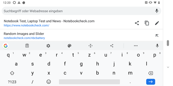 Keyboard in landscape mode