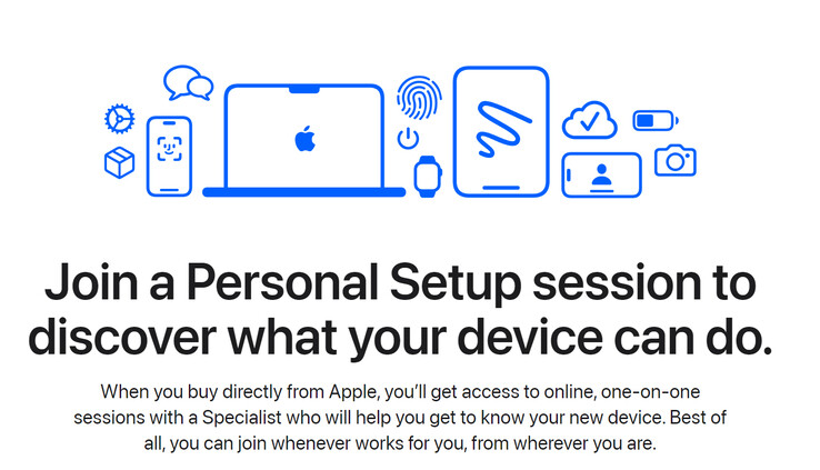 Similar illustration but without the Face ID icon on MacBook on the website (Image source: Apple)