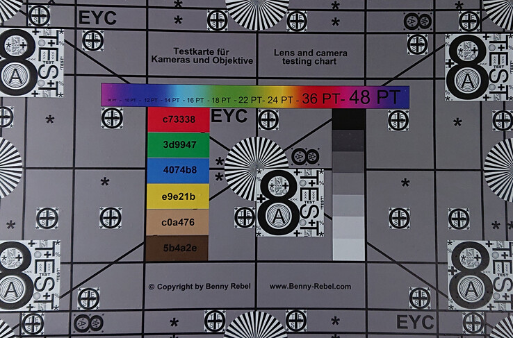 A photo of our test chart