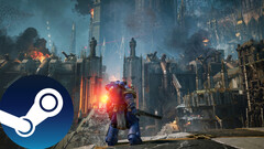 A screenshot from the game Warhammer 40,000: Space Marine 2 that shows off the environment art in the game. (Source: Steam - Edited)