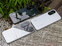 The Xiaomi Poco F7 in its three launch colours. (Image source: Notebookcheck)