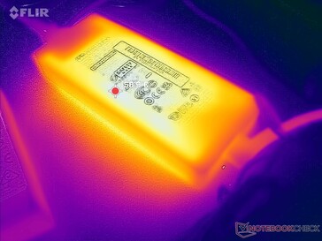 AC adapter can become very warm at almost 60 C when running demanding loads