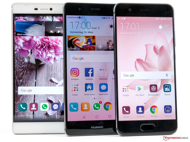 Third generation (left to right): Huawei P8, P9, and the new P10.