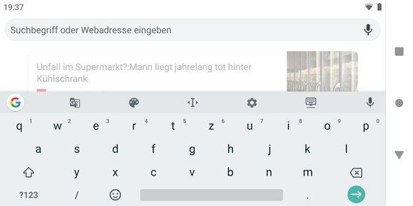 Using the default keyboard in landscape mode